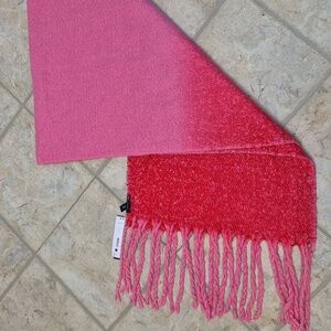 Aqua Pink and Red Fringed Wrap